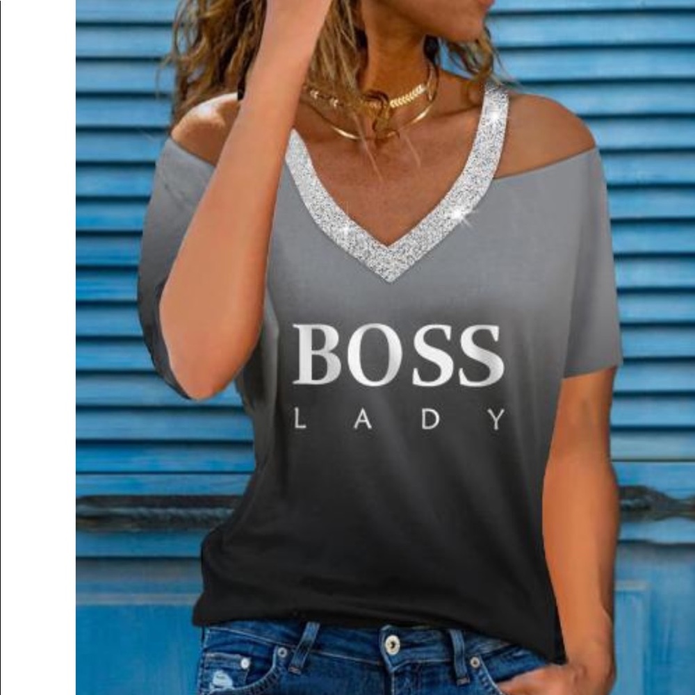 Brand new never worn cold shoulder glitter shirt